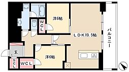 グランルクレ新栄イースト 2LDKの間取図画像