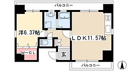 パラッツオスペチアーレ 1LDKの間取図画像