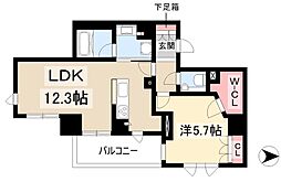プラウドタワー栄 1LDKの間取図画像