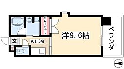 弥富通ライズ 1Kの間取図画像