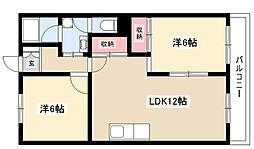 セントール原 2LDKの間取図画像