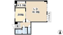 リバーサイドテラス石川橋 1LDKの間取図画像