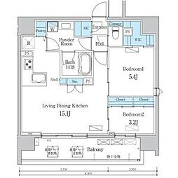 名古屋市千種区今池1丁目マンション 2LDKの間取図画像