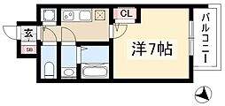 エスリード千種パークフロント 1Kの間取図画像