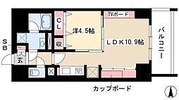 PremiumCourt新栄 1LDKの間取図画像