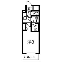 エスリード泉プライム 1Kの間取図画像