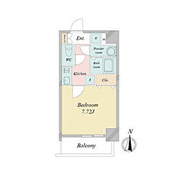 プレイズシード瑞穂通 1Kの間取図画像