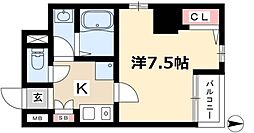 アルテミス平和 1Kの間取図画像