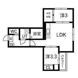 ilusion新瑞橋 2LDKの間取図画像