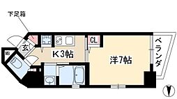 Vendir名古屋御器所 1Kの間取図画像