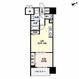 ザ・シンフォニア新栄 1LDKの間取図画像