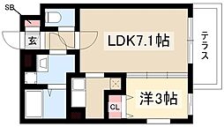 quadorGOKISOBLANC 1LDKの間取図画像