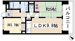 アーバンドエル原 2LDKの間取図画像