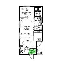 グランレーヴ伝馬 1LDKの間取図画像