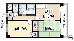 日宝レスカール瑞穂 2DKの間取図画像