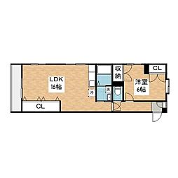 パークレン折戸 1LDKの間取図画像