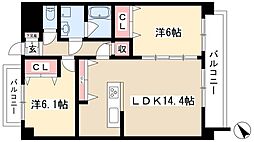 アルヴィ猫洞 2LDKの間取図画像