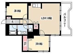 エレヴァールカズミ 2LDKの間取図画像