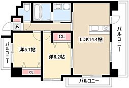 S-FORT西郊通 2LDKの間取図画像