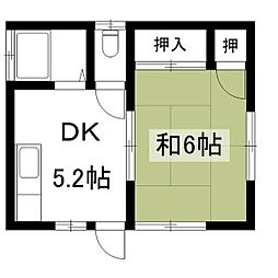 マキタ荘 1DKの間取図画像