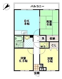 コアロード成増 2階3DKの間取り