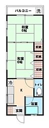 マンション光愛 2Kの間取図画像