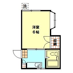 サニーハイツI 1階1Kの間取り