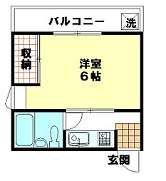 カーサジュモウ 3階1Kの間取り