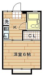 コーポドルチェ 1階1Kの間取り