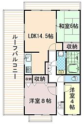グランヒルズ福徳1番館 8階2SLDKの間取り