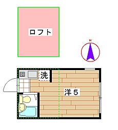 さくらアパートメント 1階ワンルームの間取り
