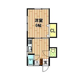 青木ハイツ 1DKの間取図画像