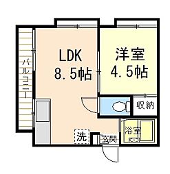 都営大江戸線 練馬春日町駅 徒歩4分の賃貸アパート 2階1LDKの間取り