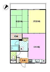 パークヒル平和台 2DKの間取図画像
