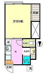 サンフラワー平和台 1Kの間取図画像