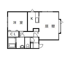 ノンシャラン 1LDKの間取図画像