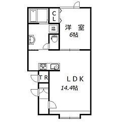 シャルマン 1LDKの間取図画像