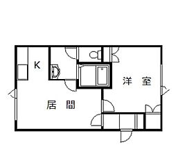 アベハイツ 1LDKの間取図画像