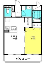 ラフェリアーナ・kisakiI 2階1LDKの間取り