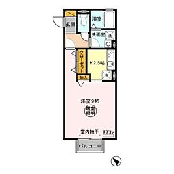 ルミエール 2階1Kの間取り