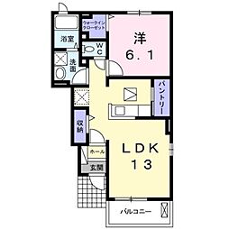 レジデンス　オオギI 1階1LDKの間取り