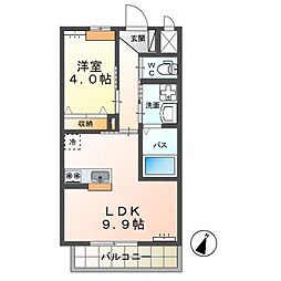 Ｗｅｓｔ　Ｖａｌｌｅｙ　ＭＯＴＯ　II 2階1LDKの間取り