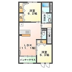 ＦＫ1 2階2LDKの間取り