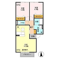 グラマードマレ　B 1階2LDKの間取り