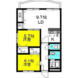 ラフォンテ・コンフォートヴィラ 2LDKの間取図画像