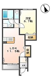 カーサ・アバンティー 1LDKの間取図画像