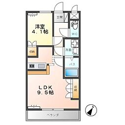 エスポアールB 1LDKの間取図画像