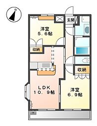 クリアーメゾンB.S 2LDKの間取図画像