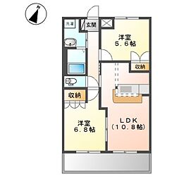 ロープンドローム 2LDKの間取図画像