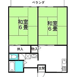 パークハイツA 2DKの間取図画像